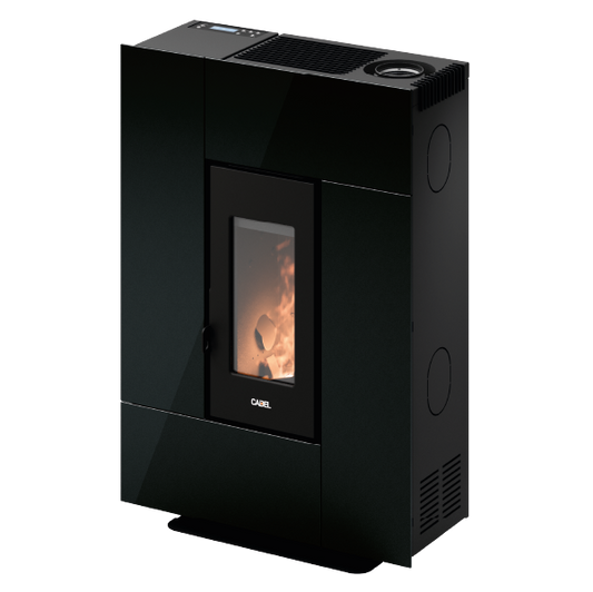 Grace 7 Up-Twin Vetro Nero Stufa a Pellet 6,9 Kw Ad Aria CADEL