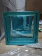 Corrugated Turquoise Glass Block 19x19x8