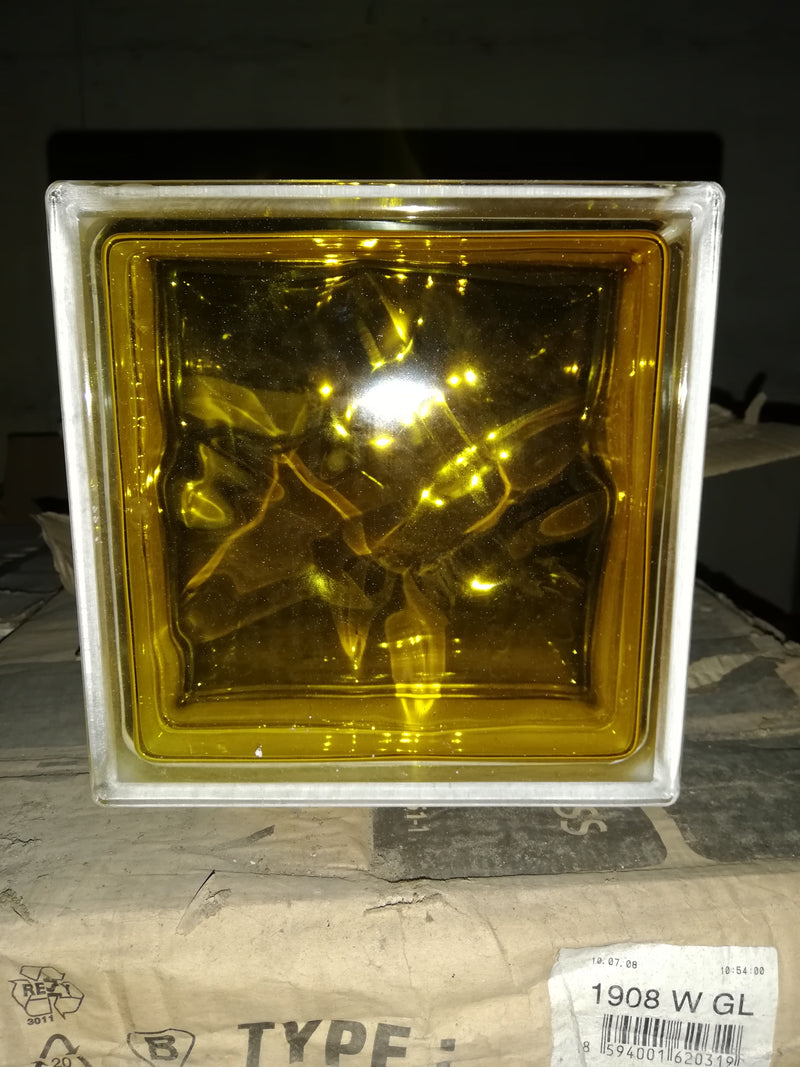 Vetromattone Ondulato Giallo 19x19x8