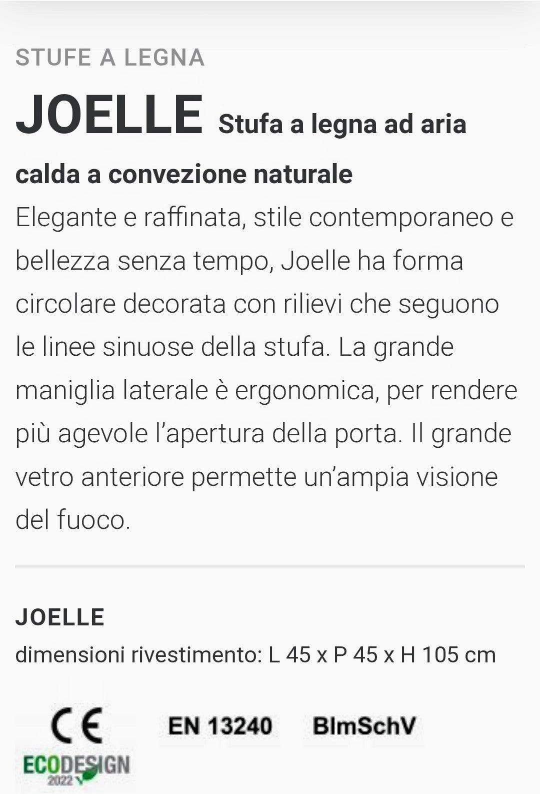 Joelle Natural Convection Wood Stove