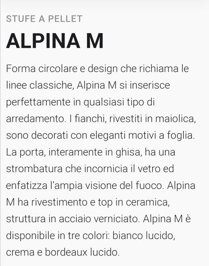 Alpina Bianco MW24 Hydro Pellet Stove Caminetti Montegrappa