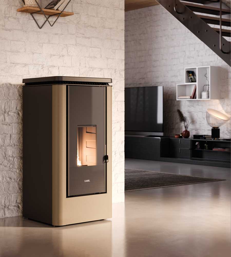 Icon Plus 9 Metallo Light Bronze Stufa a Pellet 8,5 Kw Canalizzata Ad Aria CADEL