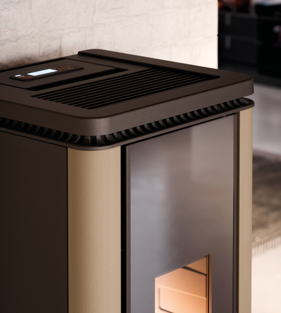 Icon Plus 9 Metallo Light Bronze Stufa a Pellet 8,5 Kw Canalizzata Ad Aria CADEL