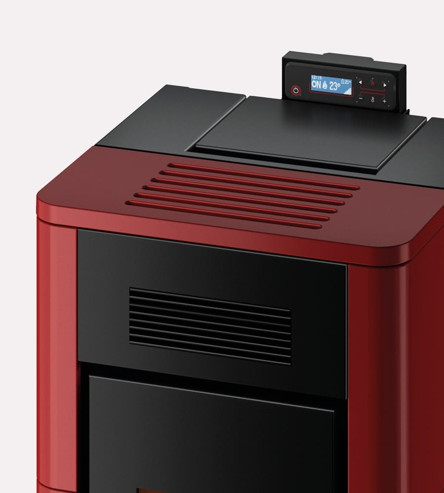 River Idro 16 Maiolica Rosso Stufa a Pellet 16,1 Kw Idro CADEL