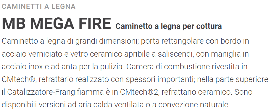 Cheminée à bois pour cuisiner MB MEGA FIRE V Montegrappa