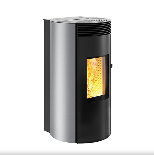 Cuma MP14 Gray Ventilated Hot Air Pellet Stove Caminetti Montegrappa