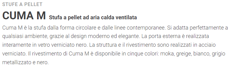 Cuma MP14 Grigio Stufa a Pellet ad Aria Calda Ventilata Caminetti Montegrappa