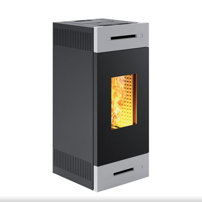 Tile MP14 White Ventilated Hot Air Pellet Stove Caminetti Montegrappa