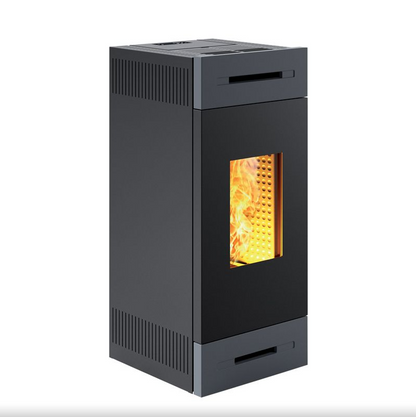 Tile MP14 Gray Ventilated Hot Air Pellet Stove Caminetti Montegrappa