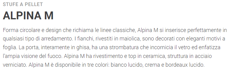 Alpina MP14 Crema Stufa a Pellet ad Aria Calda ventilata Caminetti Montegrappa