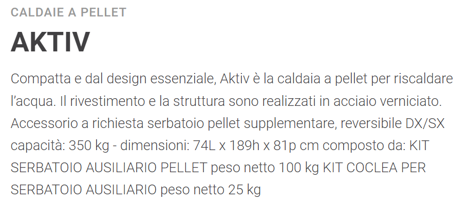 Chaudière à pellets pour chauffer l'eau AKTIV 23S 24,5 kW Montegrappa