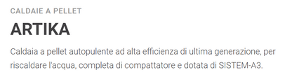 Caldaia a Pellet per riscaldare l'acqua ARTIKA 32 31,0 kW Montegrappa