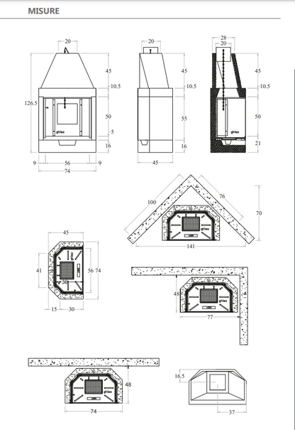 Caminetto Prefabbricato a legna M80TGH MarsiCamin