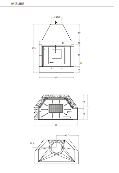 Prefabricated wood-burning fireplace M100TGH JOLLY DX Marsicamin