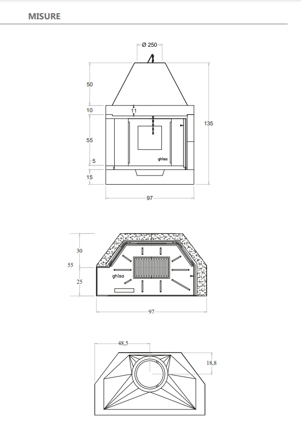 Cheminée à bois préfabriquée M100TGH JOLLY SX MarsiCamin