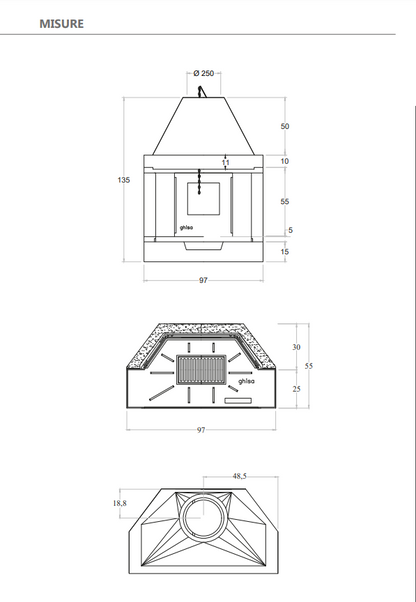 Prefabricated wood-burning fireplace M100TGH JOLLY 2 SIDES MarsiCamin