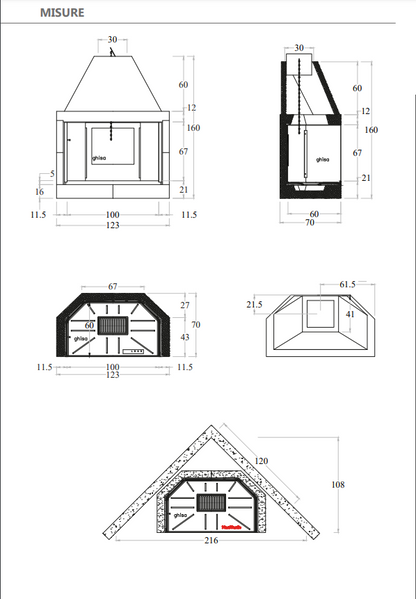 Prefabricated wood-burning fireplace M 120 TGH MarsiCamin