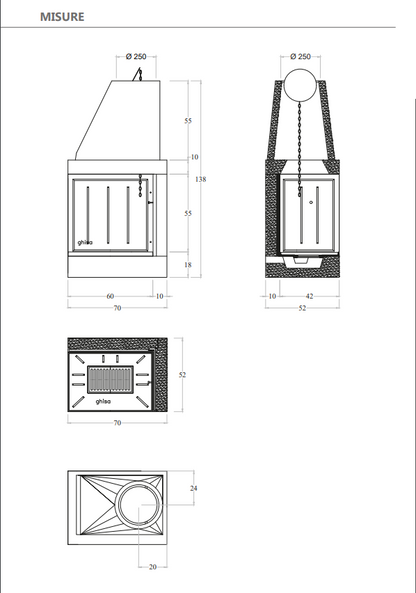 Prefabricated wood-burning fireplace DS 70 TGH MarsiCamin