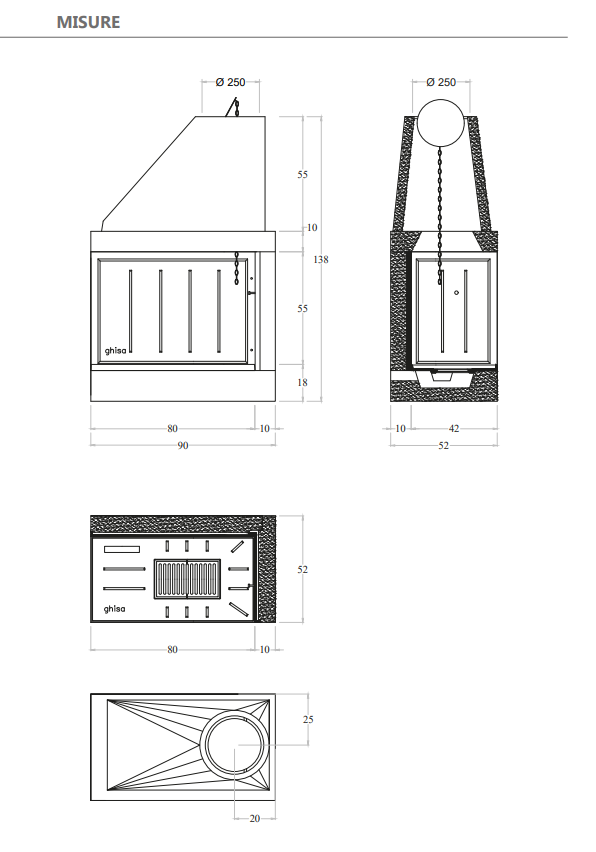 Caminetto prefabbricato a legna DS 90 TGH MarsiCamin