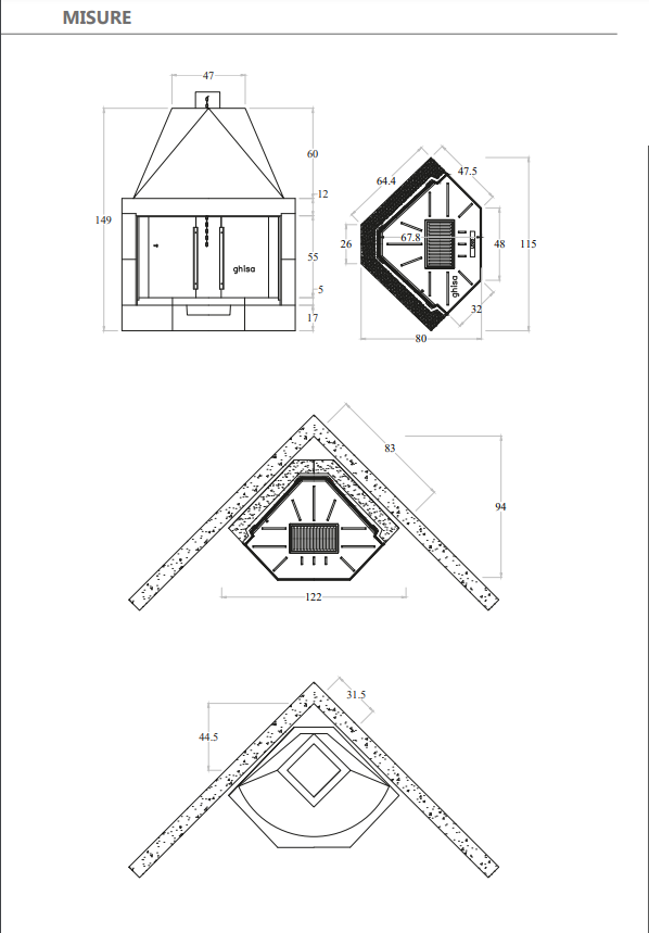 Caminetto prefabbricato a legna ROT 100 TGH MarsiCamin