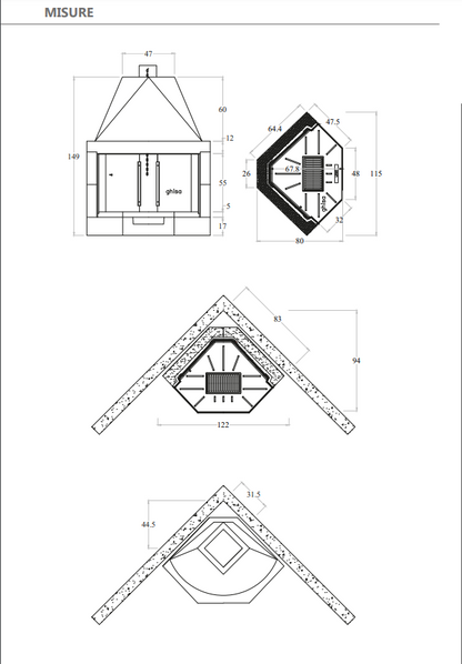 Prefabricated wood-burning fireplace ROT 100 TGH MarsiCamin