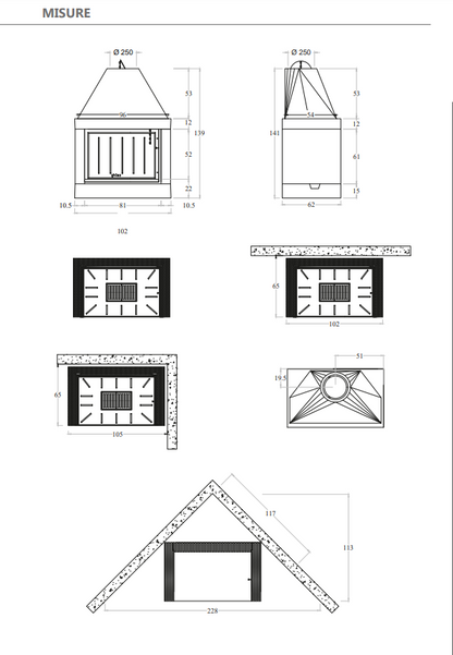 Caminetto prefabbricato a legna QR 100 TGH MarsiCamin