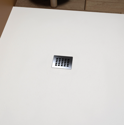 Copy of the Plan 70x90 White Shower Tray with Stainless Steel Grate and Siphoned Drain