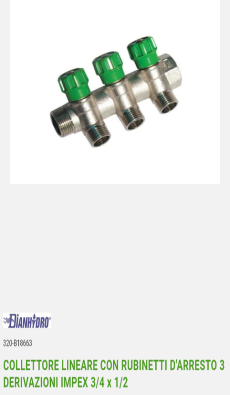 LINEAR MANIFOLD WITH 3-JUNCTION STOP VALVES IMPEX 3/4x1/2 Dianflex