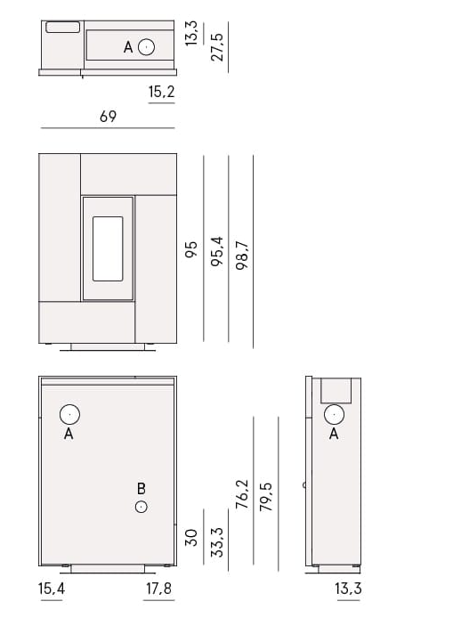 Stufa a Pellet Ventilata Grace 7 Kw Bianco Cadel