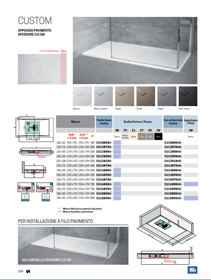 Piatto Doccia Custom 120x70 h 3,5 Bianco Novellini