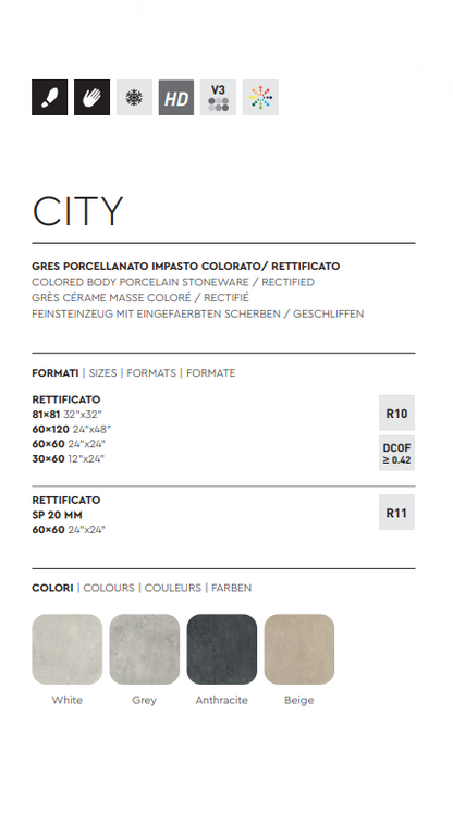 Piastrella City White 81x81 R10 Rett. Evoluzioni Ceramiche