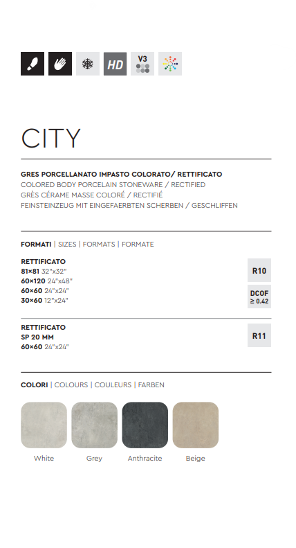 Piastrella City Grey 30x60 Rett. R10 Evoluzioni Ceramiche