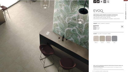 Piastrella Evoq Avorio 60x60 R9 Rett. Evoluzioni Ceramiche