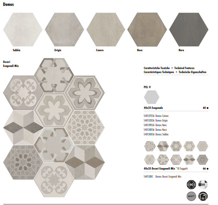 Domus Gray Hexagon 40x35 Savoia Italy