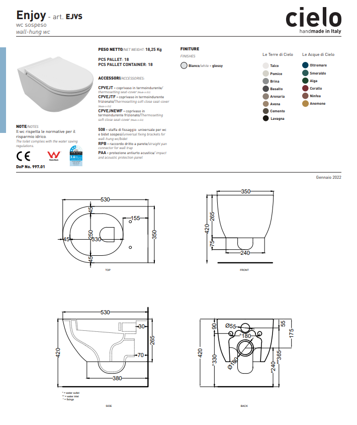 Vaso Enjoy Sospeso Bianco Lucido Ceramica Cielo