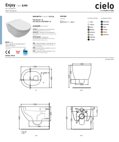 Vaso Enjoy Sospeso Bianco Lucido Ceramica Cielo