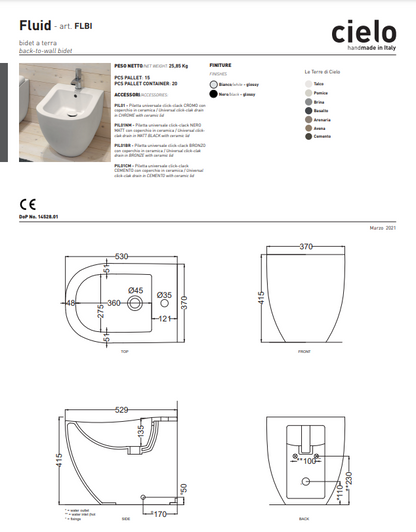 Bidet Fluid Avena Ceramica Cielo