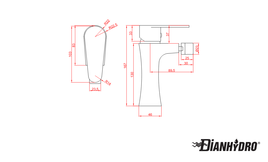 Miscelatore Monocomando Bidet Cromo Serie Lizzy Dianflex