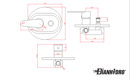 Miscelatore Monocomando Incasso Doccia con Deviatore Cromo Serie Lizzy Dianflex