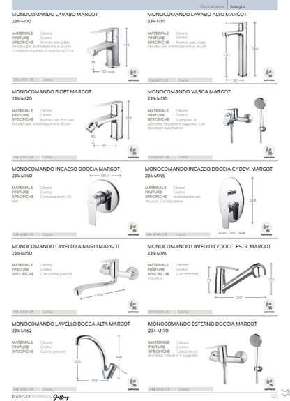 Miscelatore Monocomando Lavabo Margot Cromo Dianflex