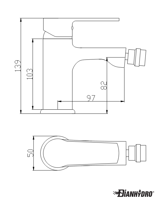 Single-lever Bidet Mixer Margot Chrome Dianflex