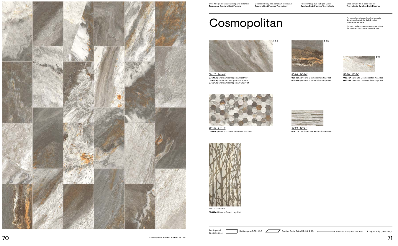 Evoluta Cosmopolitan Lappato Rett 60x60 Ceramiche Piemme