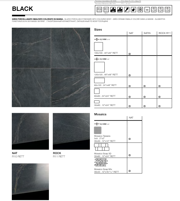 Soap Stone Black Rett. 60x60 Cercom Ceramiche