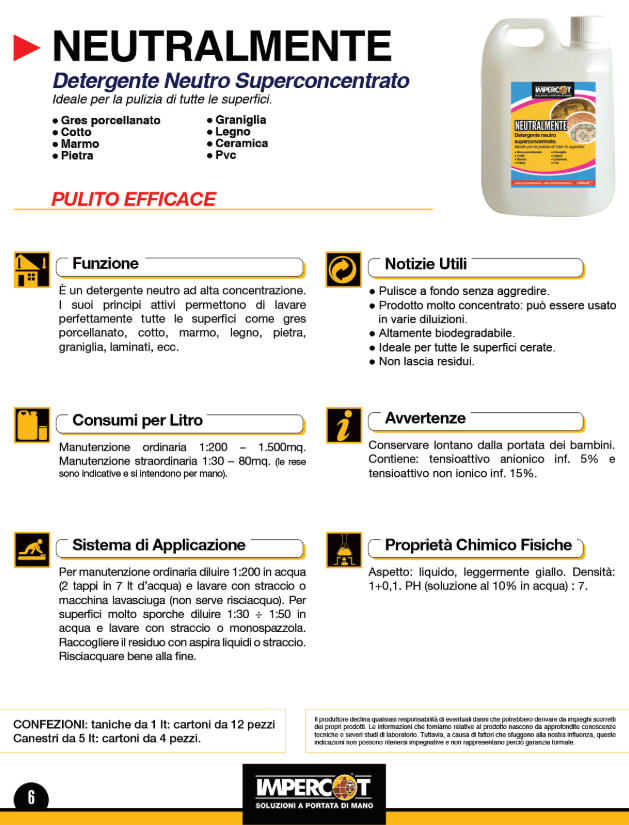 Detergente neutro Neutralmente Lt 1 Impercot