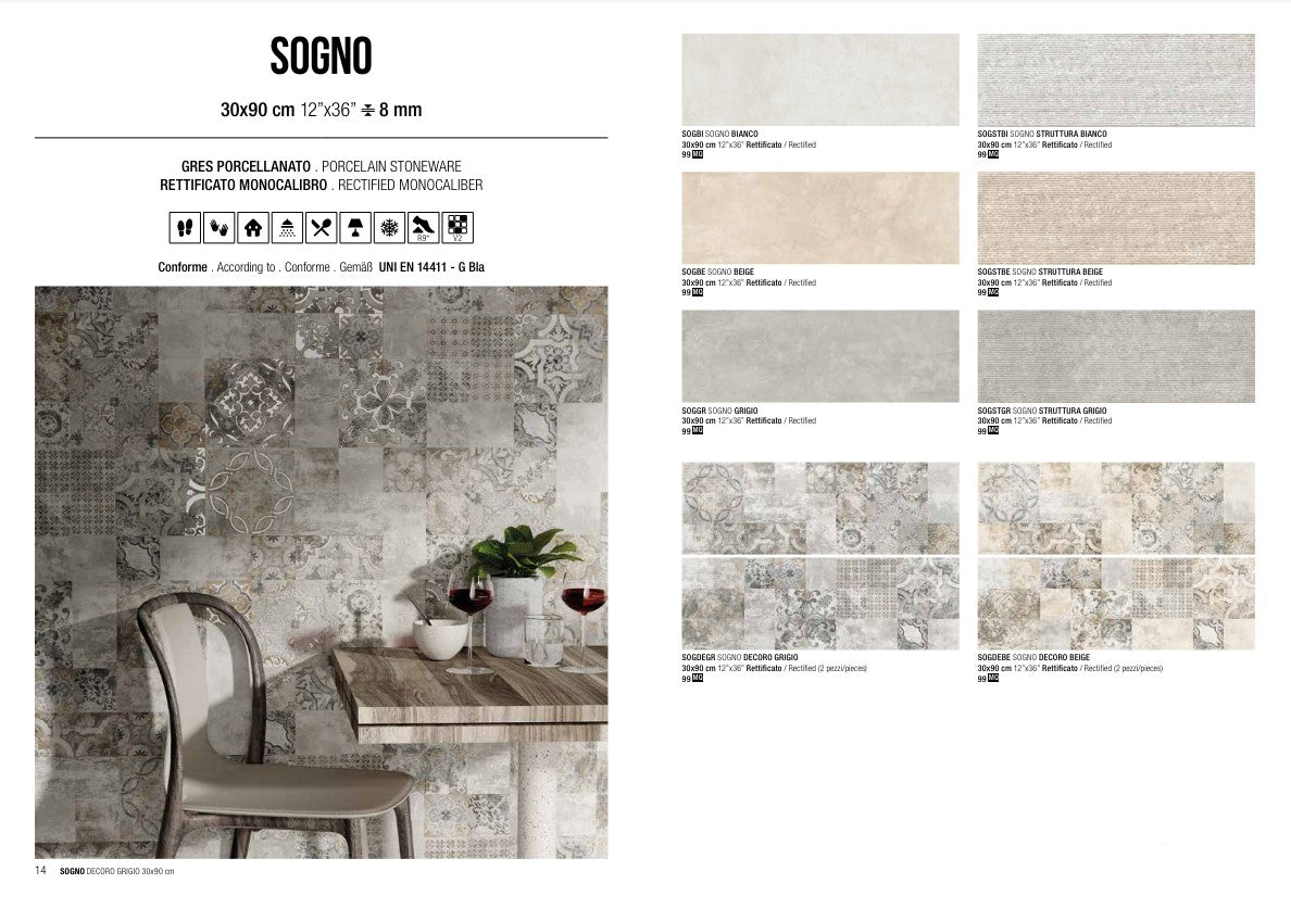 Sogno Decoro Grigio 30x90 Ceramica Euro