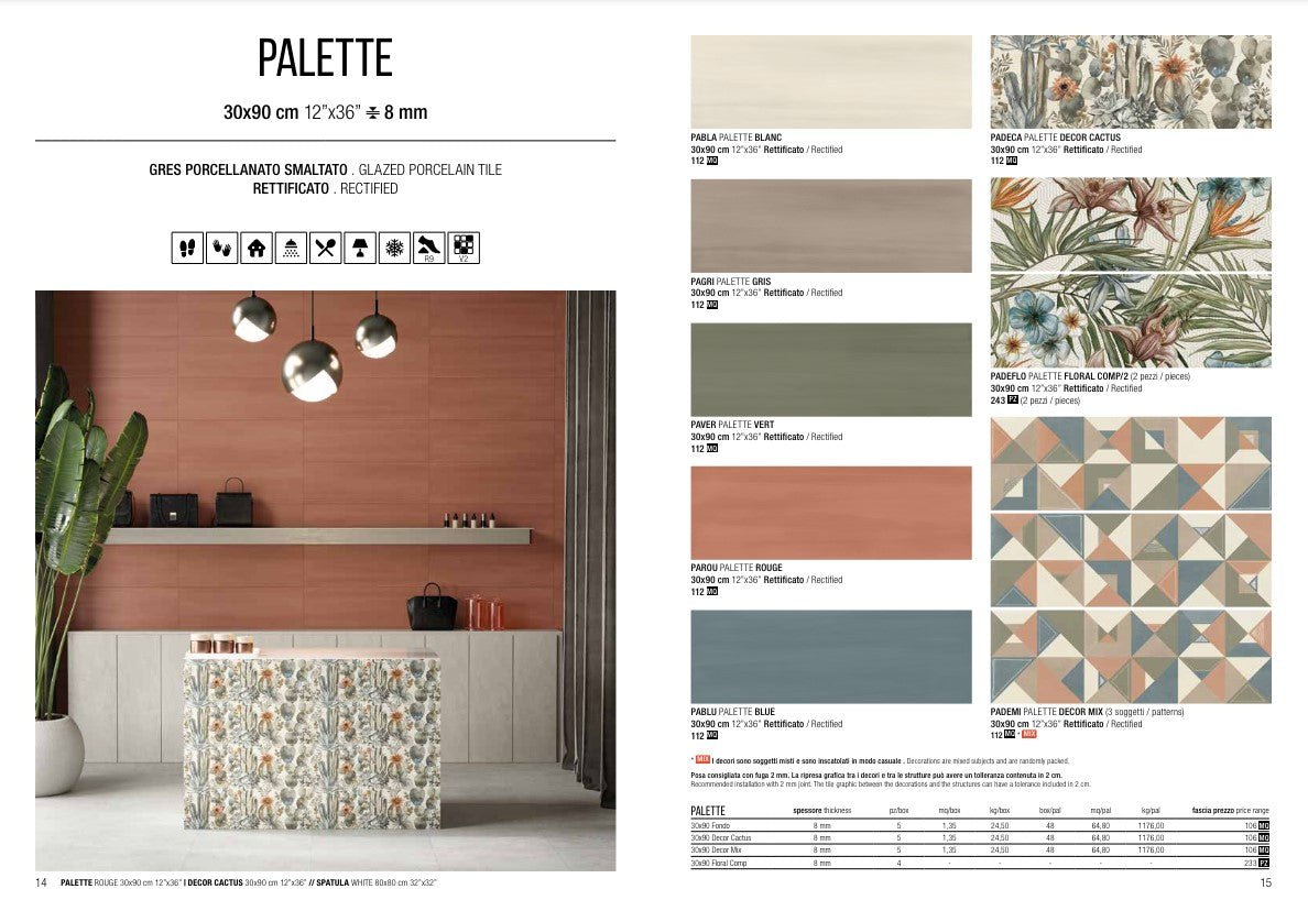 Palette Decoro Mix 30x90 Ceramica Euro