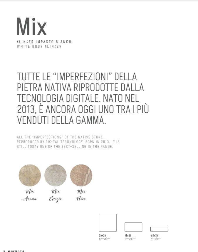 Klinker Mix Grigio 13x26 Domus Linea