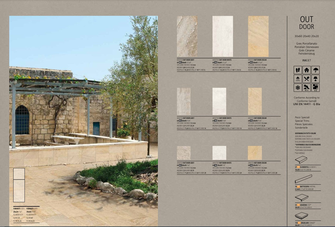 Out Door Cream 30x60 R11 Ceramica Euro