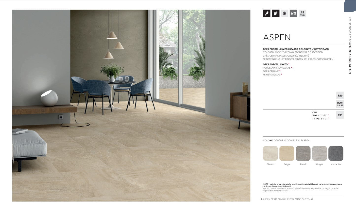 Aspen Grigio 31x62 R11 Evoluzioni Ceramiche