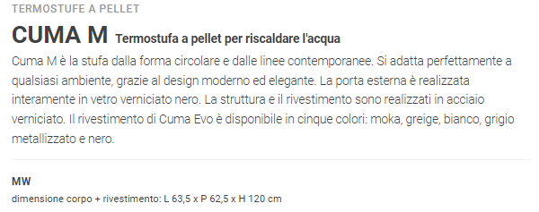 Stufa a Pellet Idro Cuma MW18 Greige Caminetti Montegrappa